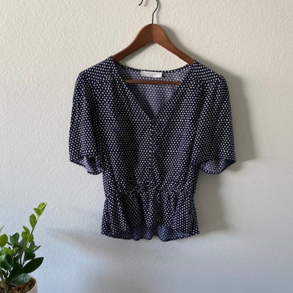 Elodie Navy Dot Peplum Blouse